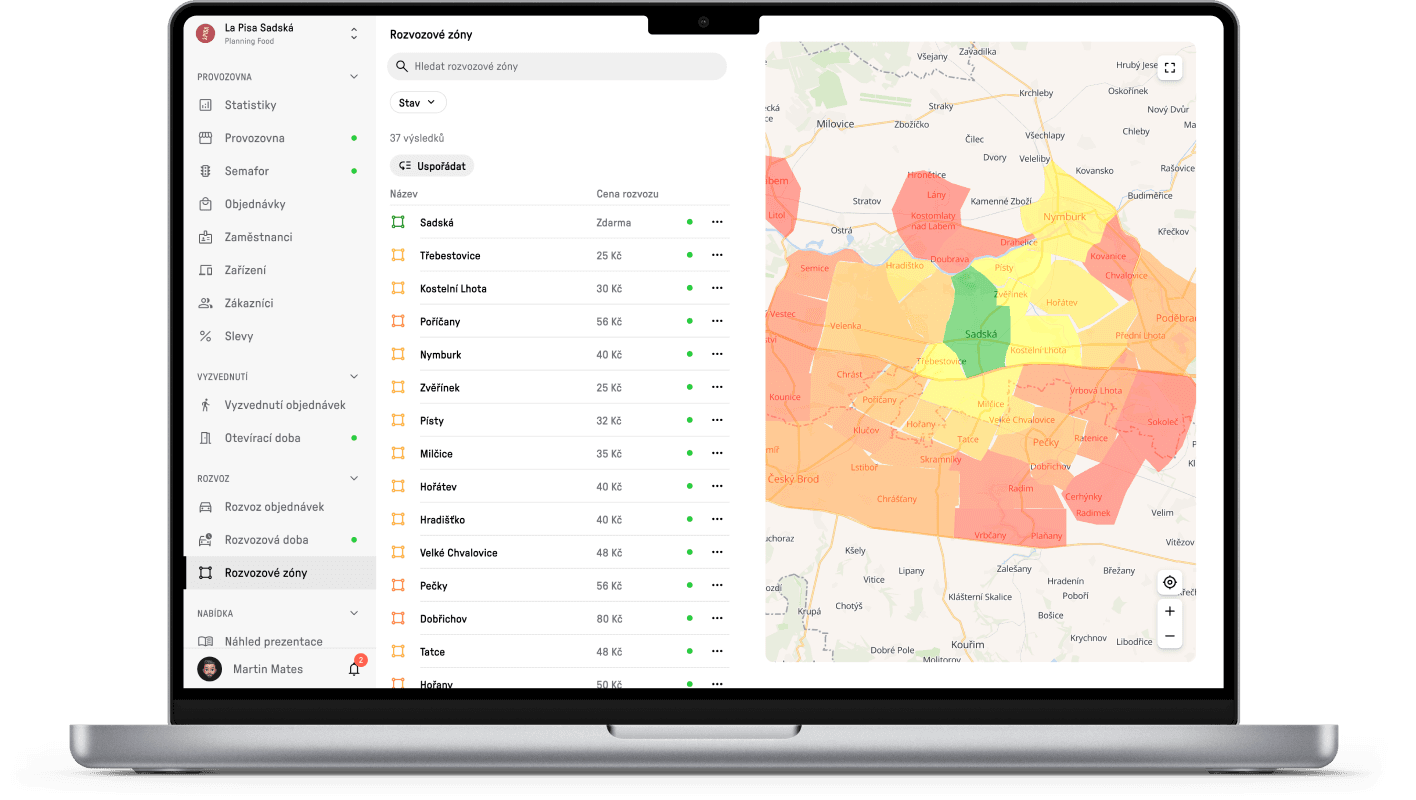 Snímek obrazovky aplikace Reservo Administrace