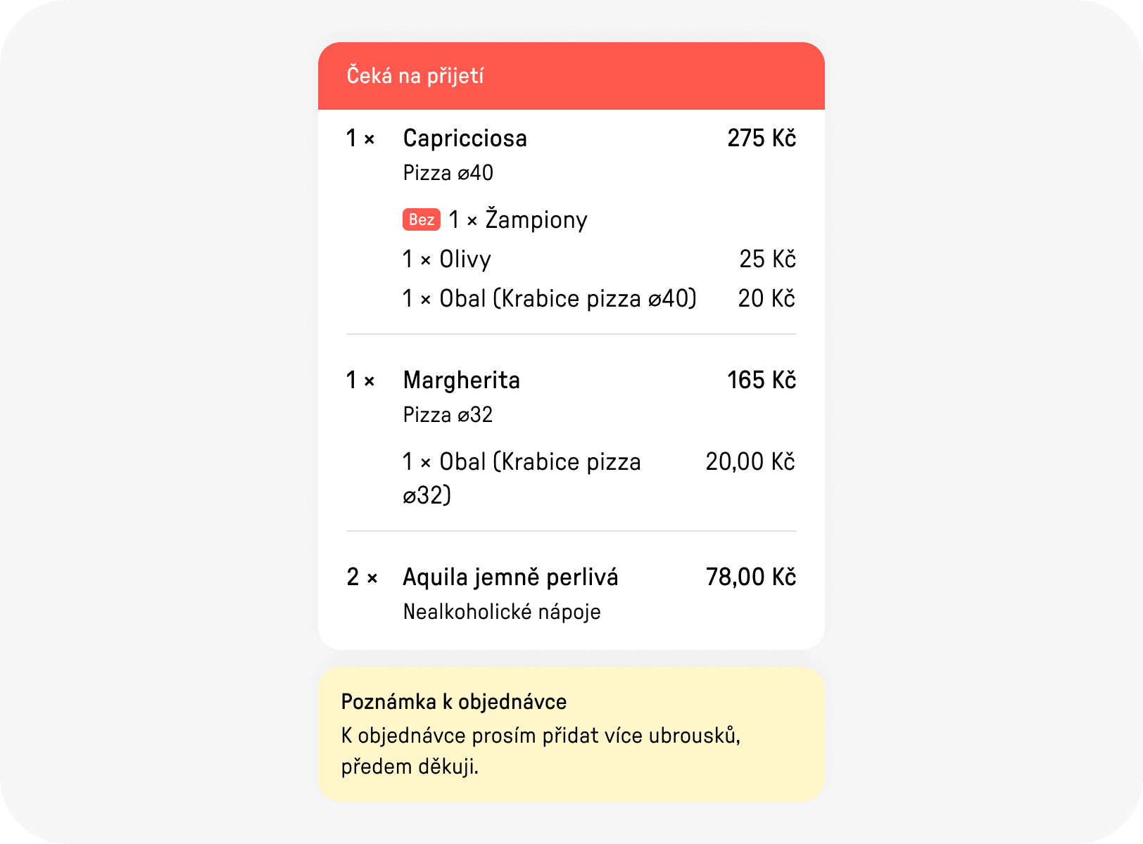 Přehled objednávky