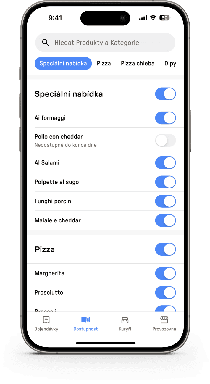 Snímek obrazovky aplikace Reservo Podnik