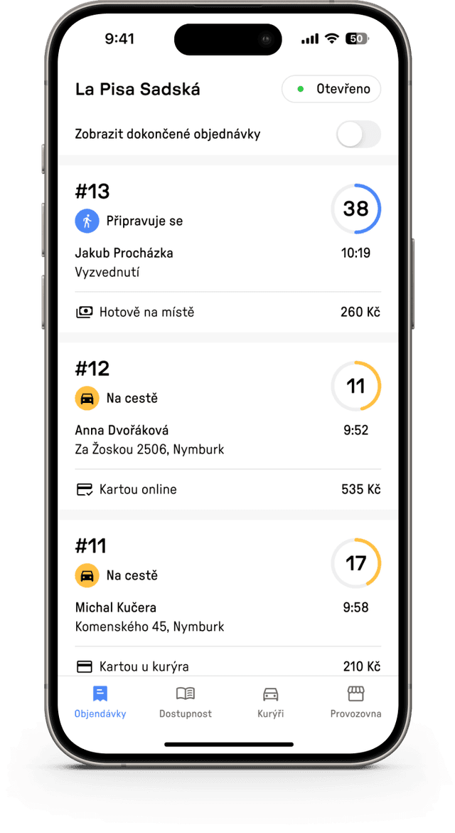 Snímek obrazovky aplikace Reservo Podnik