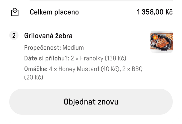 snímek obrazovky aplikace Reservo Eats